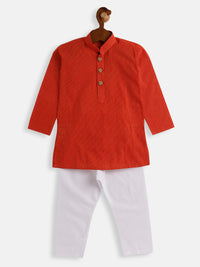 Thumbnail for Vastramay Pure South Handloom Cotton Kurta Pyjama With Kite Shape Buttons for Boys - Distacart