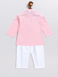 Thumbnail for Vastramay Front Open Cotton Kurta With Cute Catoon Motifs Embroidered Placket for Boys - Distacart