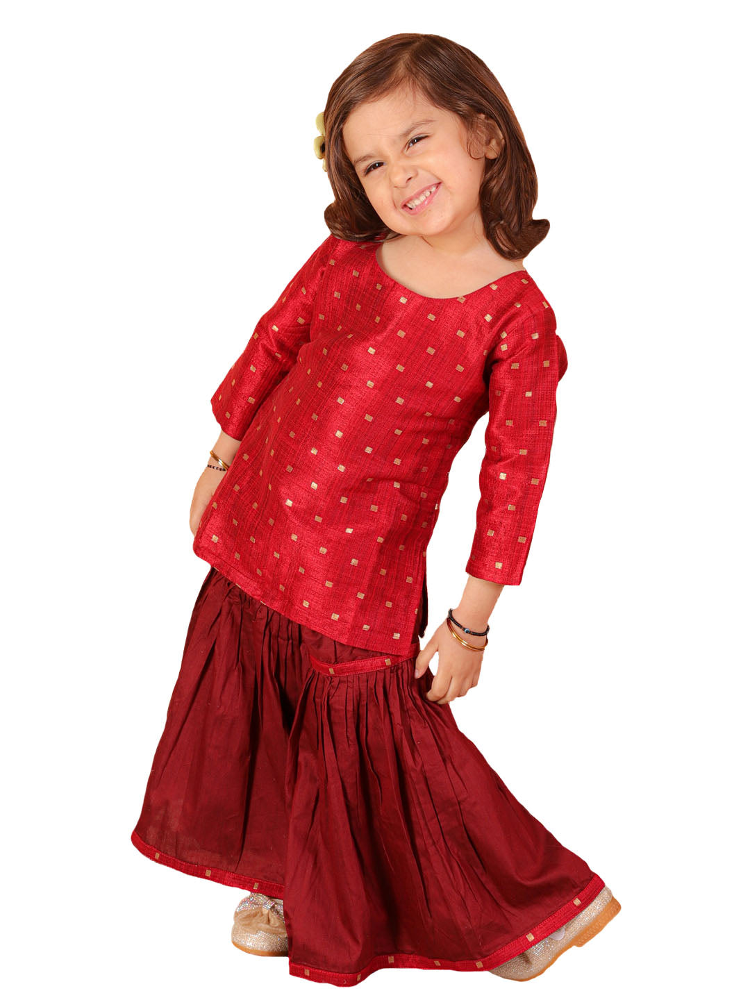 Vastramay Zari Buta Self Design Kurta With Sharara For Girls - Distacart