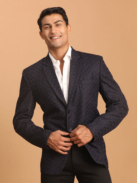 Shrestha by Vastramay Men's Navy Blue Blazer - Distacart