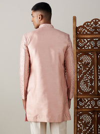 Thumbnail for Shrestha by Vastramay Men's Peach Silk Blend Sherwani Only Top - Distacart