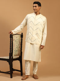 Thumbnail for Shrestha By Vastramay Men's Purple And Cream Viscose Jacket, Kurta And Pyjama Set - Distacart