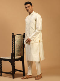 Thumbnail for Shrestha By Vastramay Men's Purple And Cream Viscose Jacket, Kurta And Pyjama Set - Distacart