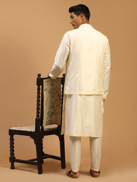 Thumbnail for Shrestha By Vastramay Men's Purple And Cream Viscose Jacket, Kurta And Pyjama Set - Distacart