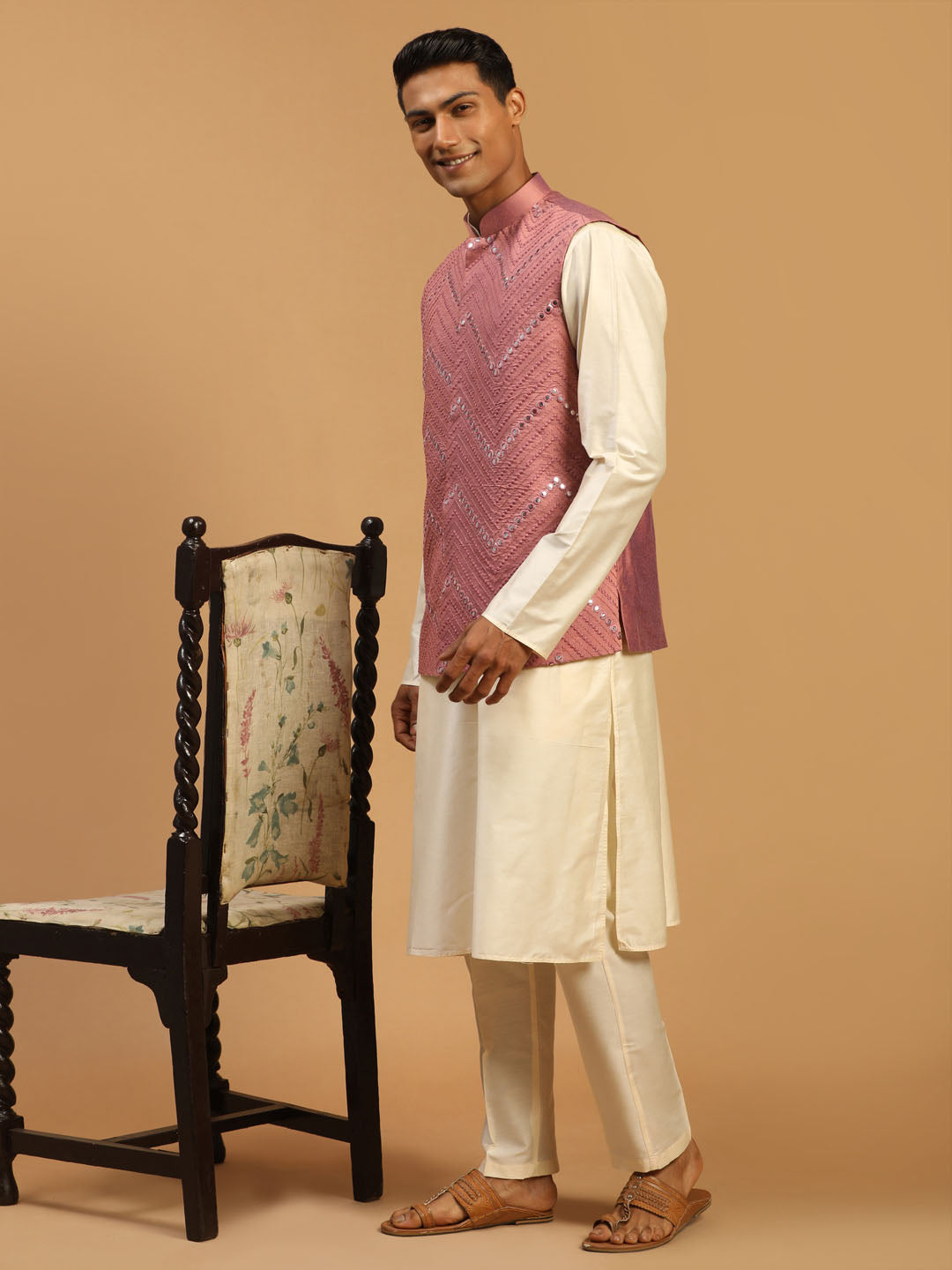 Buy Online Satin Stone Work Pink Nehru Jackets : 183309 - Mens
