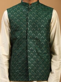 Thumbnail for Shrestha By Vastramay Men's Cream Cotton Blend Jacket, Kurta & Pyjama - Distacart