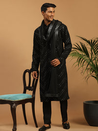 Thumbnail for Shrestha By Vastramay Men's Black Georgette Kurta Pyjama Set - Distacart