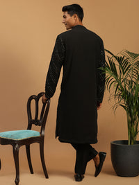 Thumbnail for Shrestha By Vastramay Men's Black Georgette Kurta Pyjama Set - Distacart