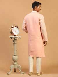 Thumbnail for Shrestha By Vastramay Men's Pink And Cream Georgette Kurta Pyjama Set - Distacart