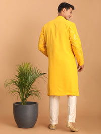 Thumbnail for Shrestha by Vastramay Men's Yellow Georgette Kurta - Distacart