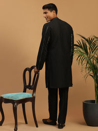 Thumbnail for Shrestha By Vastramay Men's Black Viscose Kurta, Pyjama & Dupatta Set - Distacart