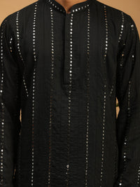 Thumbnail for Shrestha By Vastramay Men's Black Viscose Kurta, Pyjama & Dupatta Set - Distacart