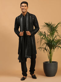 Thumbnail for Shrestha By Vastramay Men's Black Viscose Kurta, Pyjama & Dupatta Set - Distacart