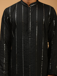 Thumbnail for Shrestha By Vastramay Men's Black Viscose Kurta, Pyjama & Dupatta Set - Distacart