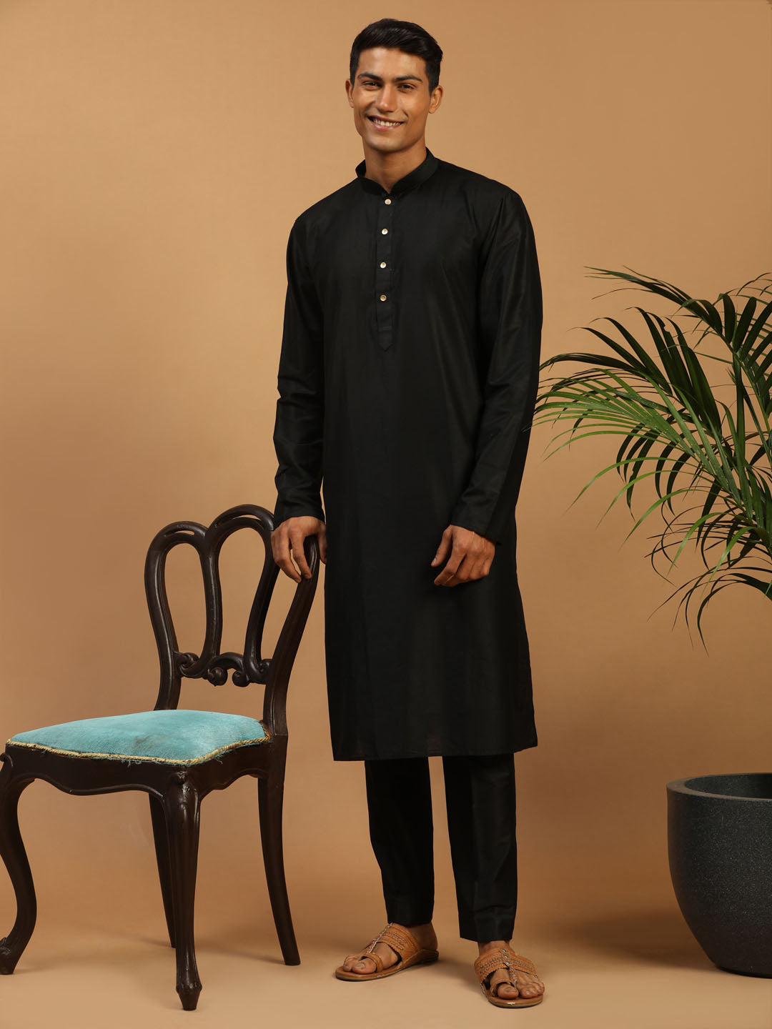 Shrestha By Vastramay Men's Black Viscose Kurta Pyjama Set - Distacart