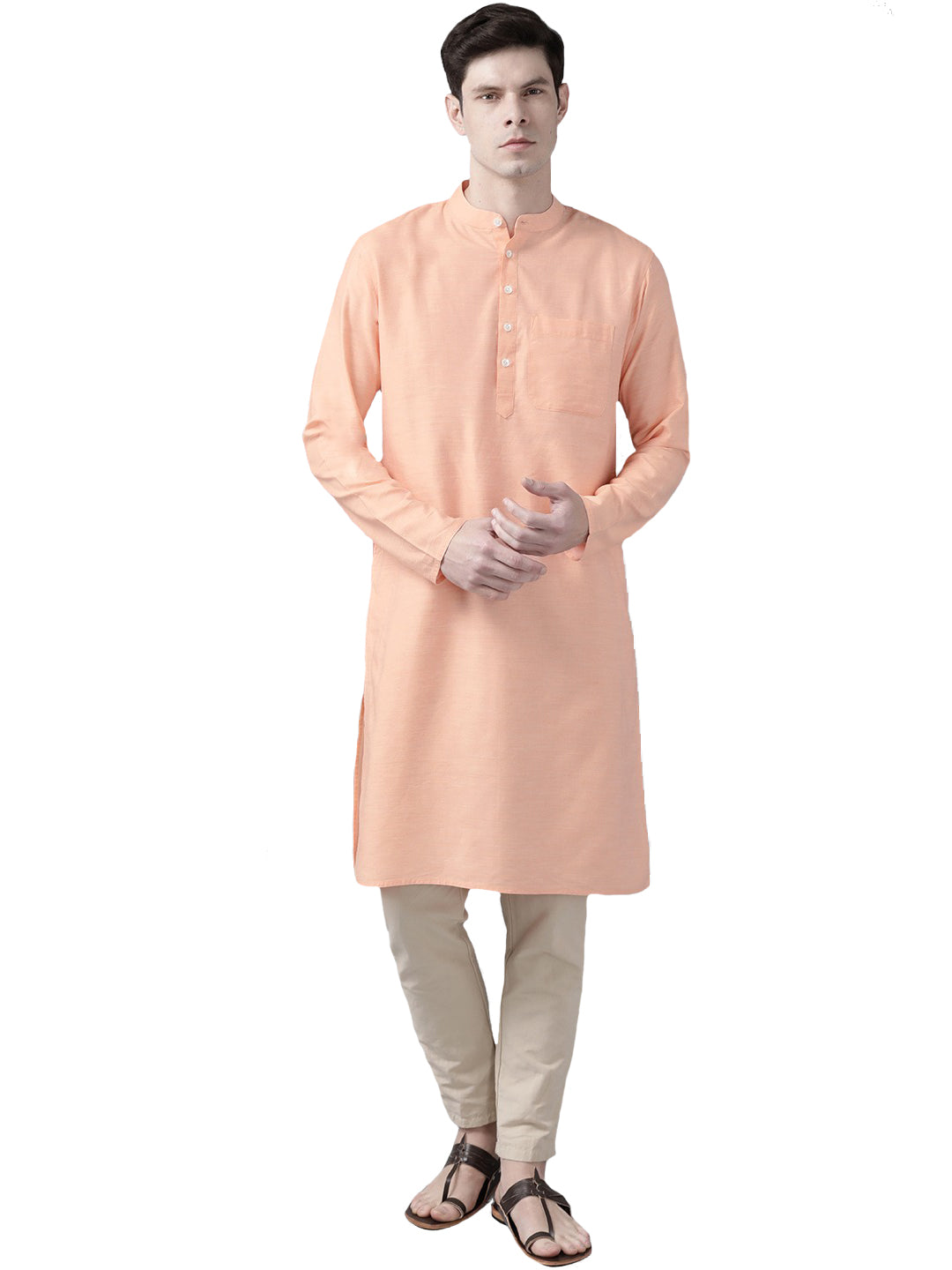 Shvaas By Vastramay Men's Orange Organic Cotton Kurta - Distacart