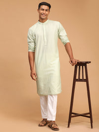 Thumbnail for Shvaas By Vastramay Men's Green Cotton Blend Kurta Pyjama Set - Distacart