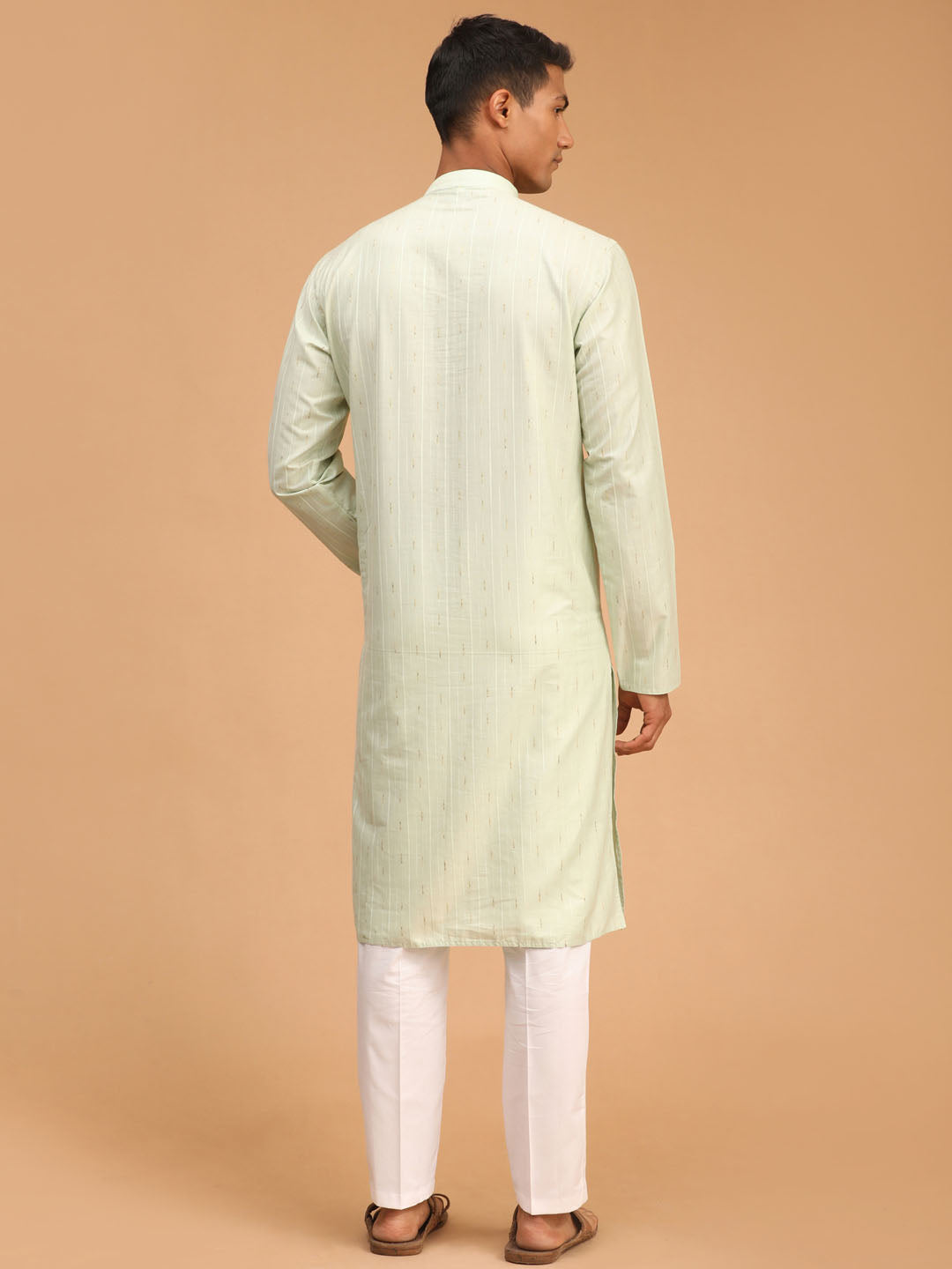 Shvaas By Vastramay Men's Green Cotton Blend Kurta Pyjama Set - Distacart