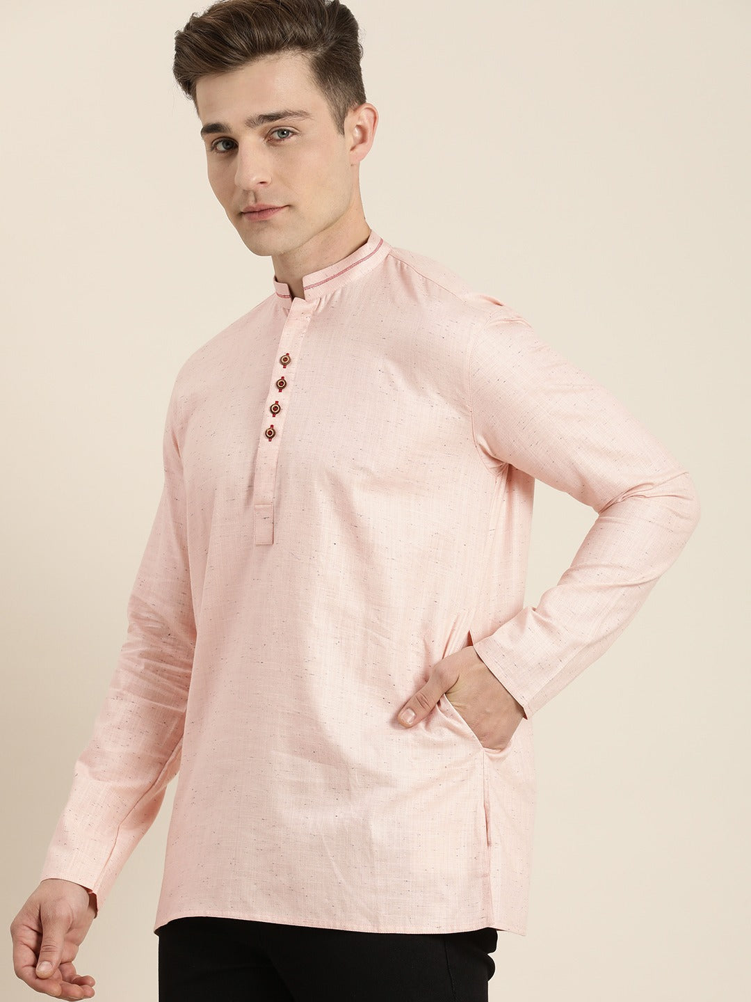 Shvaas By Vastramay Men's Pink Organic Cotton Kurta - Distacart