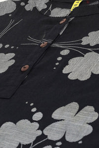 Thumbnail for Women's Black Cotton Floral Print Regular Tunic Top - Rasiya - Distacart