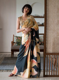 Thumbnail for Suta Black Floral Pure Cotton Saree - Distacart