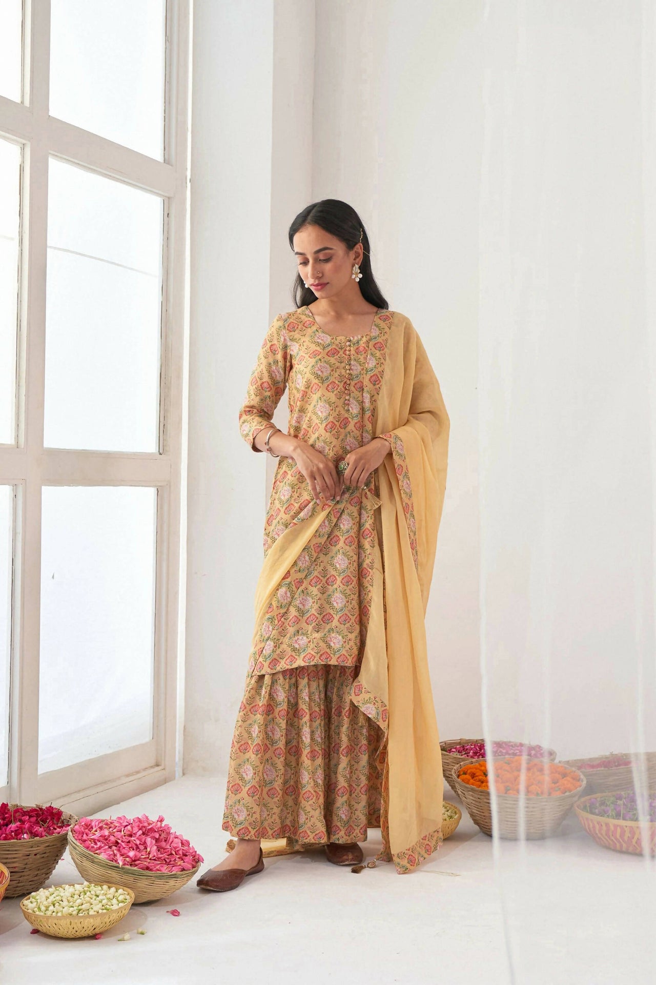 Designer Stylish Yellow Muslin Stitched Suit With Dupatta - Anbazaar - Distacart