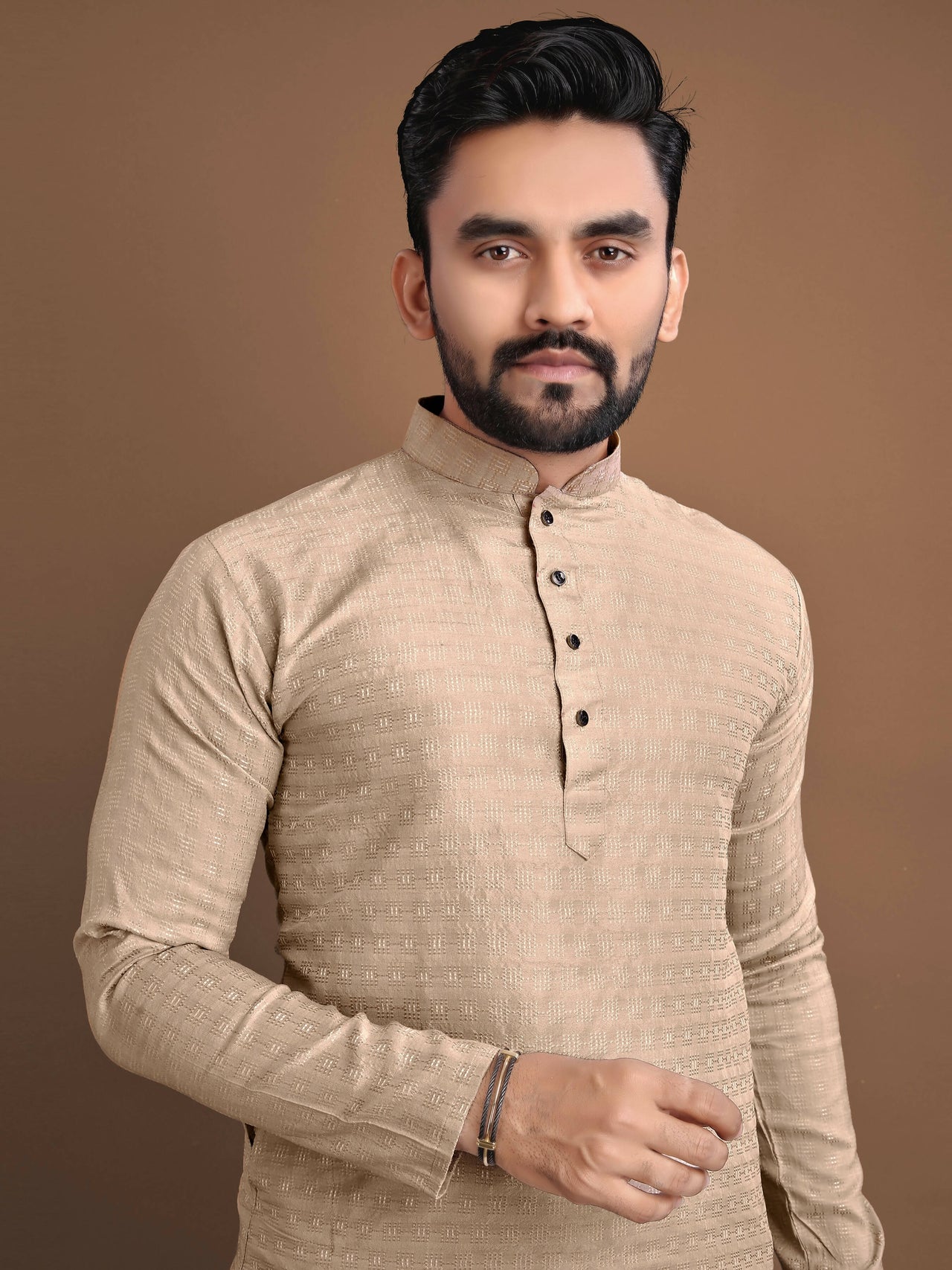 Readymade Mens Kurta Pajama for Wedding Wear by Infinity Export - Golden - Distacart