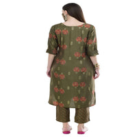 Thumbnail for Lagi Women's Green Printed Straight Kurta & Pant (MC38A)