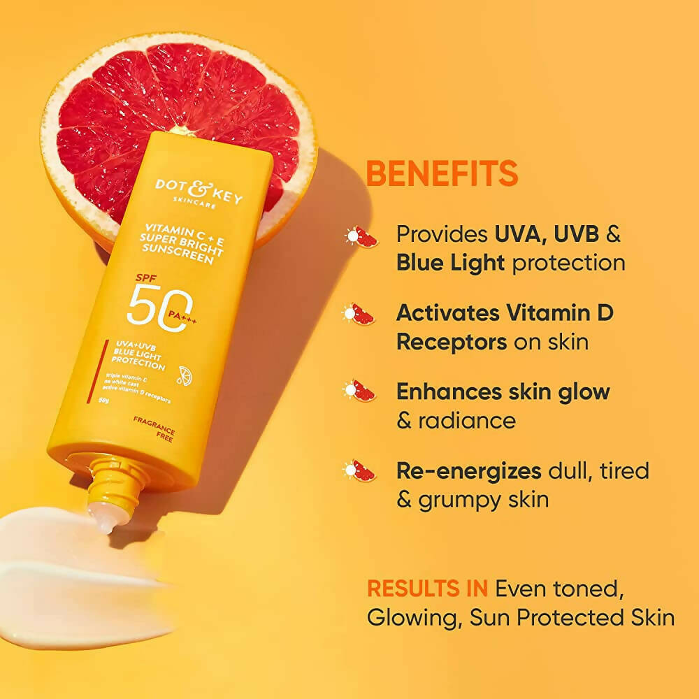 Dot & Key Vitamin C + E Super Bright Sunscreen SPF 50+++ - Distacart