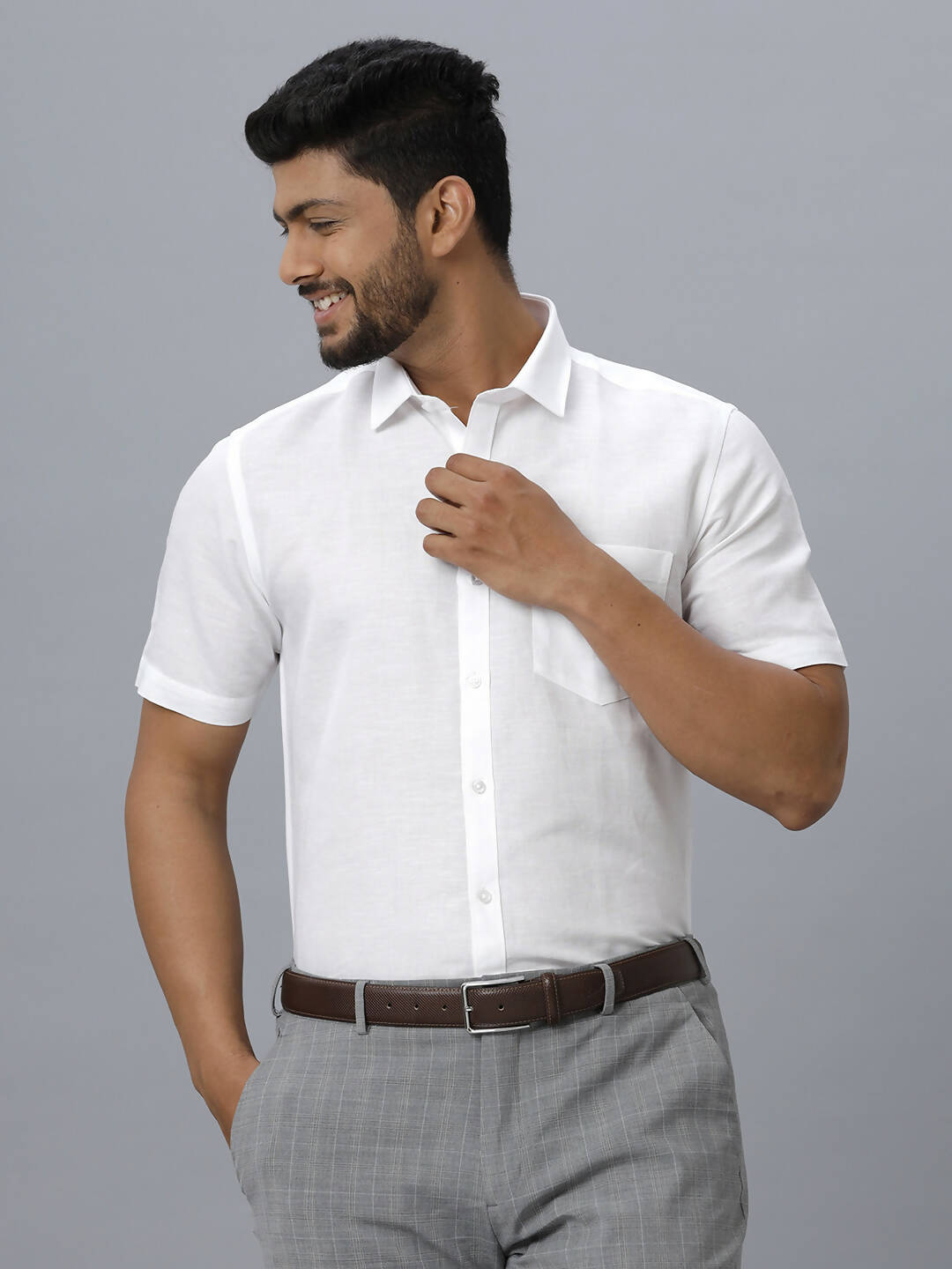 Buy Ramraj Cotton Mens Half Sleeve Formal 100 % Cotton White Shirt Online  at Best Price
