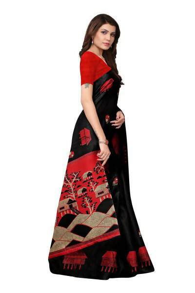 Vamika Latest Black Color Kalamkari With Jhalar Khadi Silk Saree - Distacart