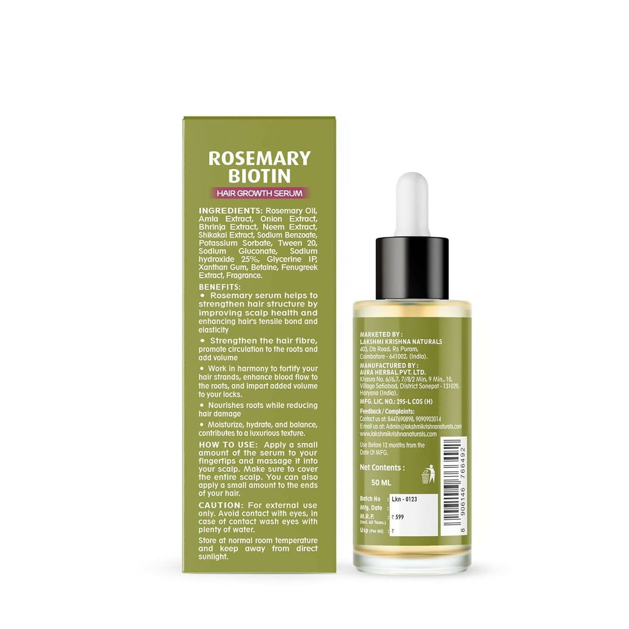 Lakshmi Krishna Naturals Rosemary Biotin Hair Growth Serum - Distacart