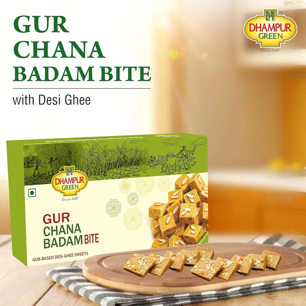 Dhampur Green Gur Chana Badam Bite - Distacart