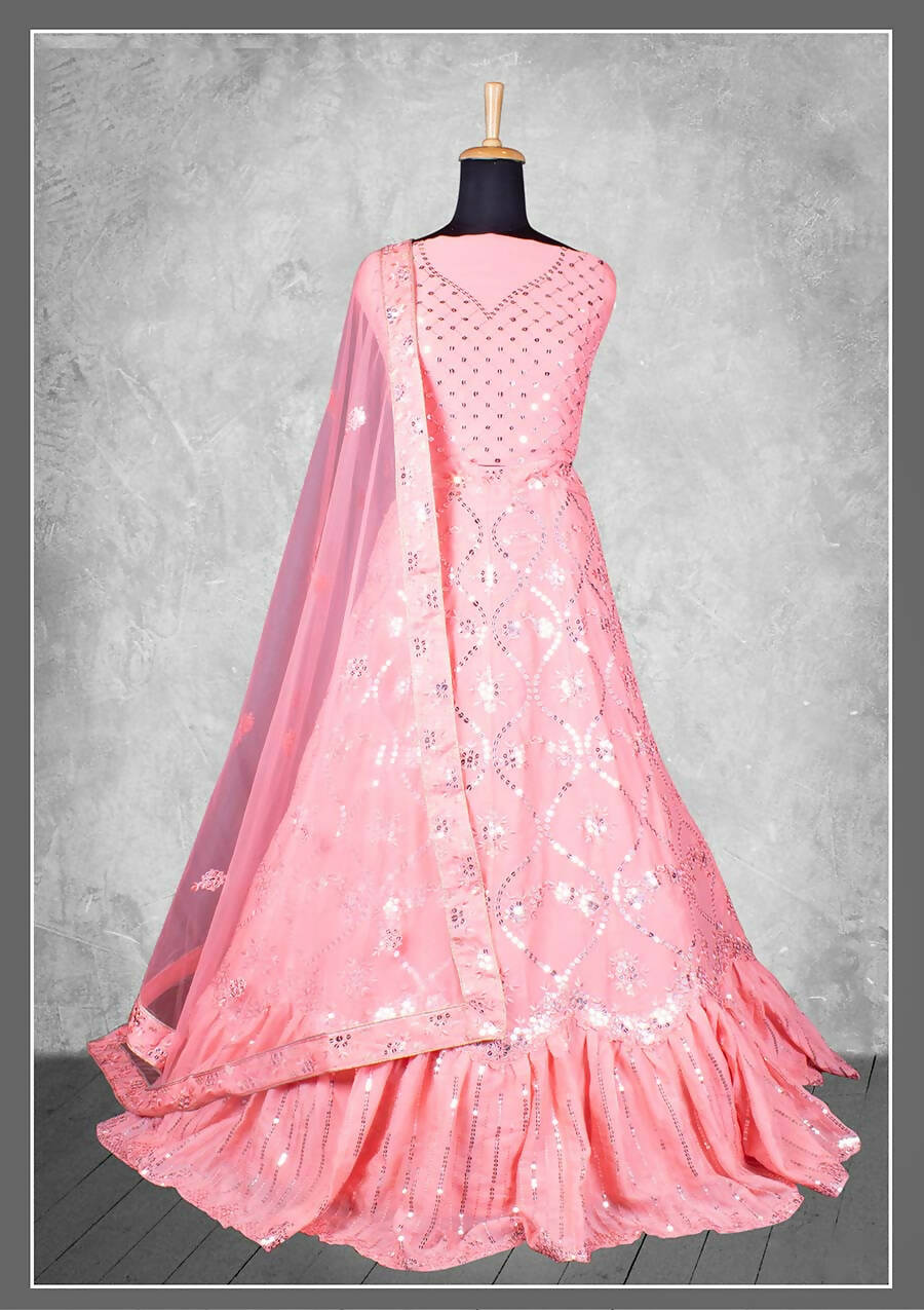 Light Pink Georgette Embroidery & Sequence Work Bridal lahenga Choli with Dupatta - Nimaya Pavitra Rista - Distacart