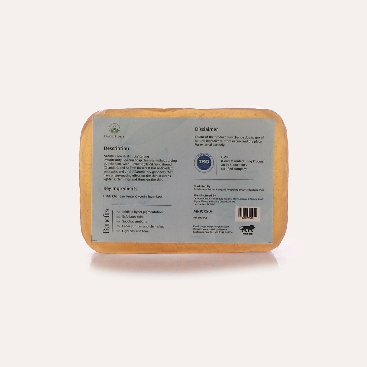 PrakritPurity Haldi Chandan & Kesar Handmade Glycerin Soap - Distacart