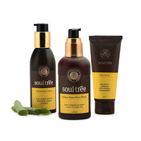 Thumbnail for Soultree Cleansing Lotion, Indian Rose Face Wash & Walnut And Turmeric Face Scrub Set