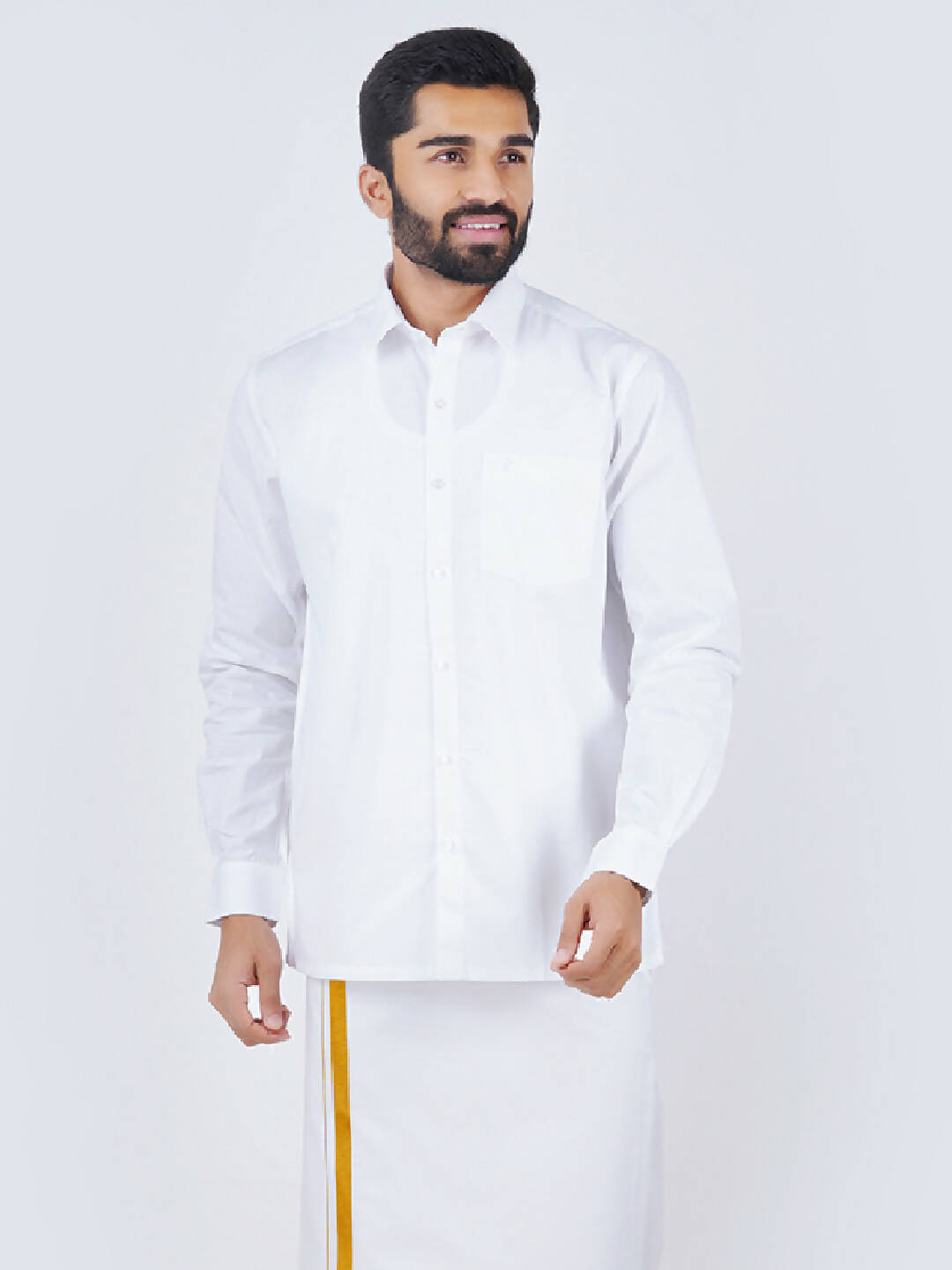 Ramraj Cotton Mens Full Sleeve Formal 100 % Cotton White Shirt - Distacart