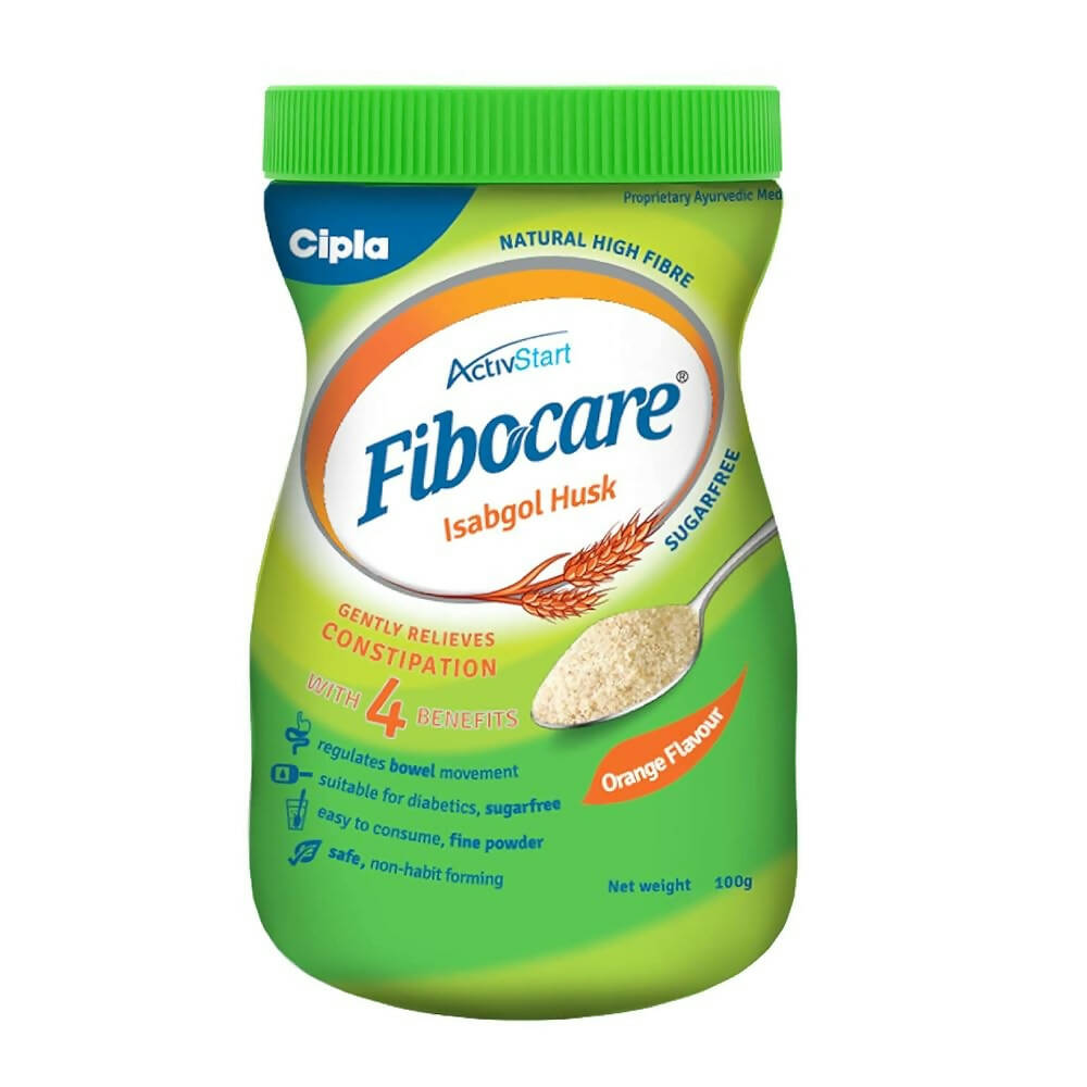 Cipla Fibocare Isabgol Husk Powder | Sugar Free - Orange Flavor - Distacart