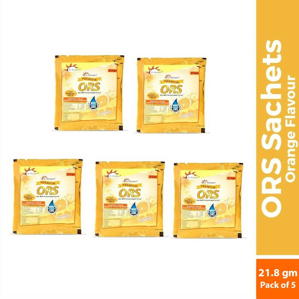 Dr. Morepen ORS Powder Sachets, Liquid Hydration Drink - Orange Flavour - Distacart