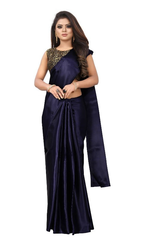  Satin Designer Saree (PAVITRA NAVY)