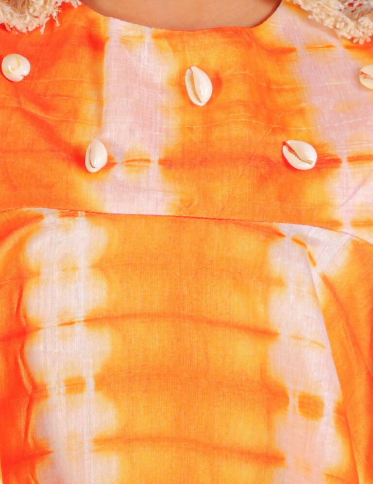 Lil Drama Girls Fusion Flared Palazzo With Top - Orange - Distacart