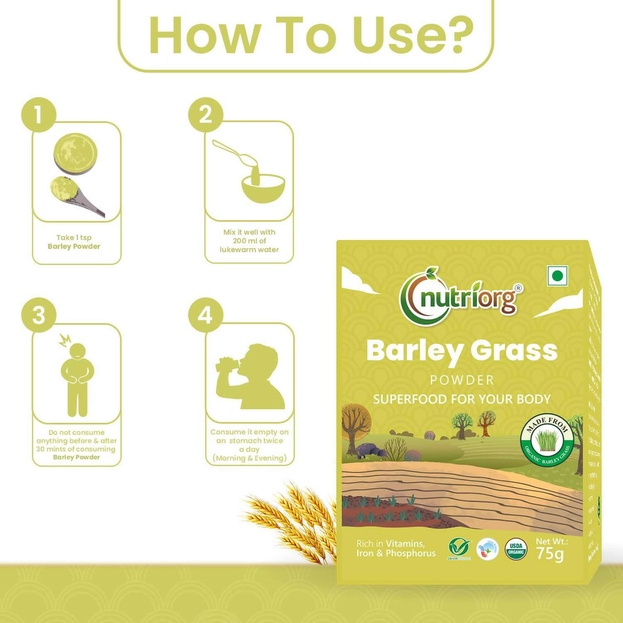 Nutriorg Certified Organic Barley Grass Powder - Distacart