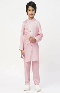 Thumbnail for Lil Drama Bollywood Tadka Pink Kurta Pant Set For Boys - Distacart