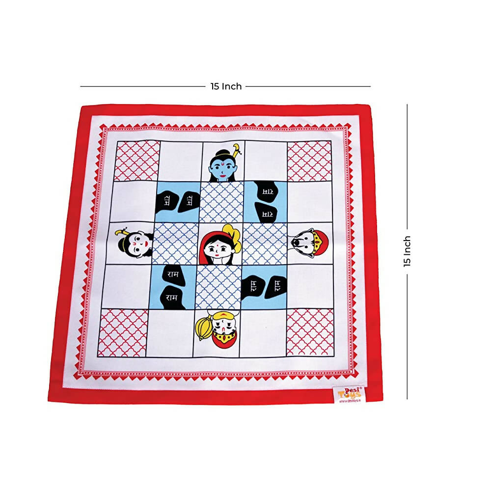 Desi Toys Ramayan Chauka Bara/ Ashta Chamma, Classic Strategy Board Game with Canvas Fabric Board, Based on Indian Mythological Story - Distacart