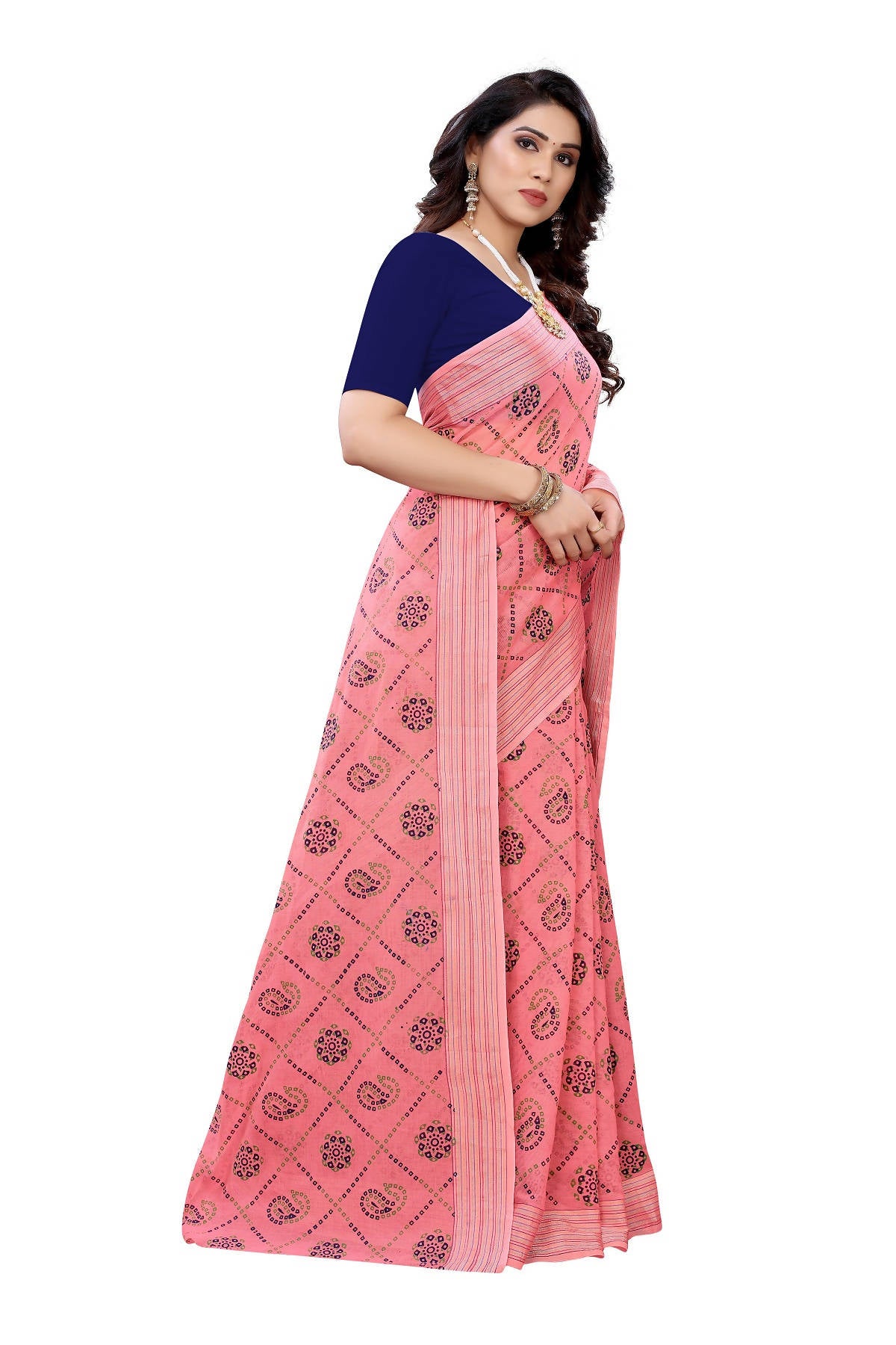 Vamika Peach Linen Jari Border Saree (CHARVI PEACH) - Distacart