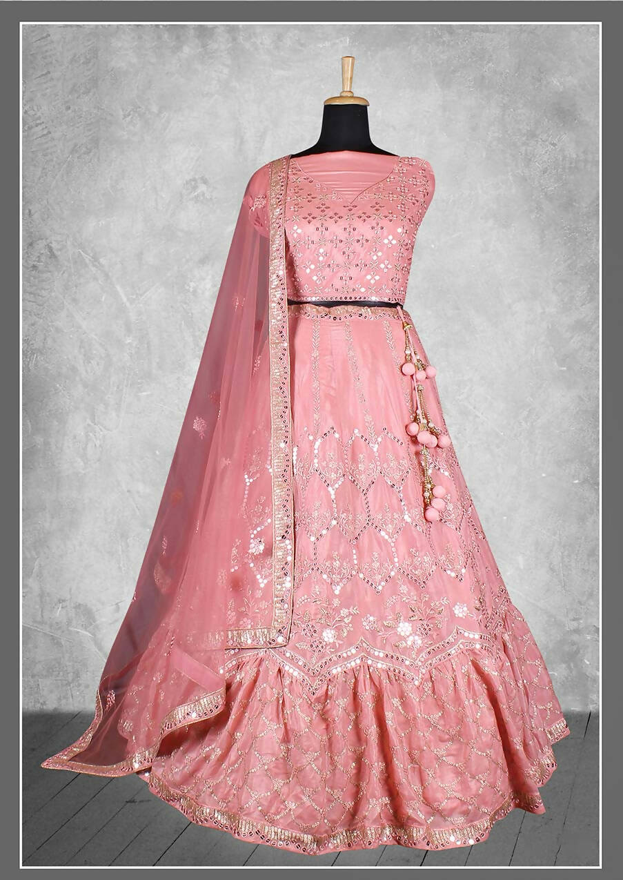 Buy Readiprint Fashions Satin Silk Fabric Magenta Color Unstitched Lehenga  Choli with Dupatta (Set of 3) online