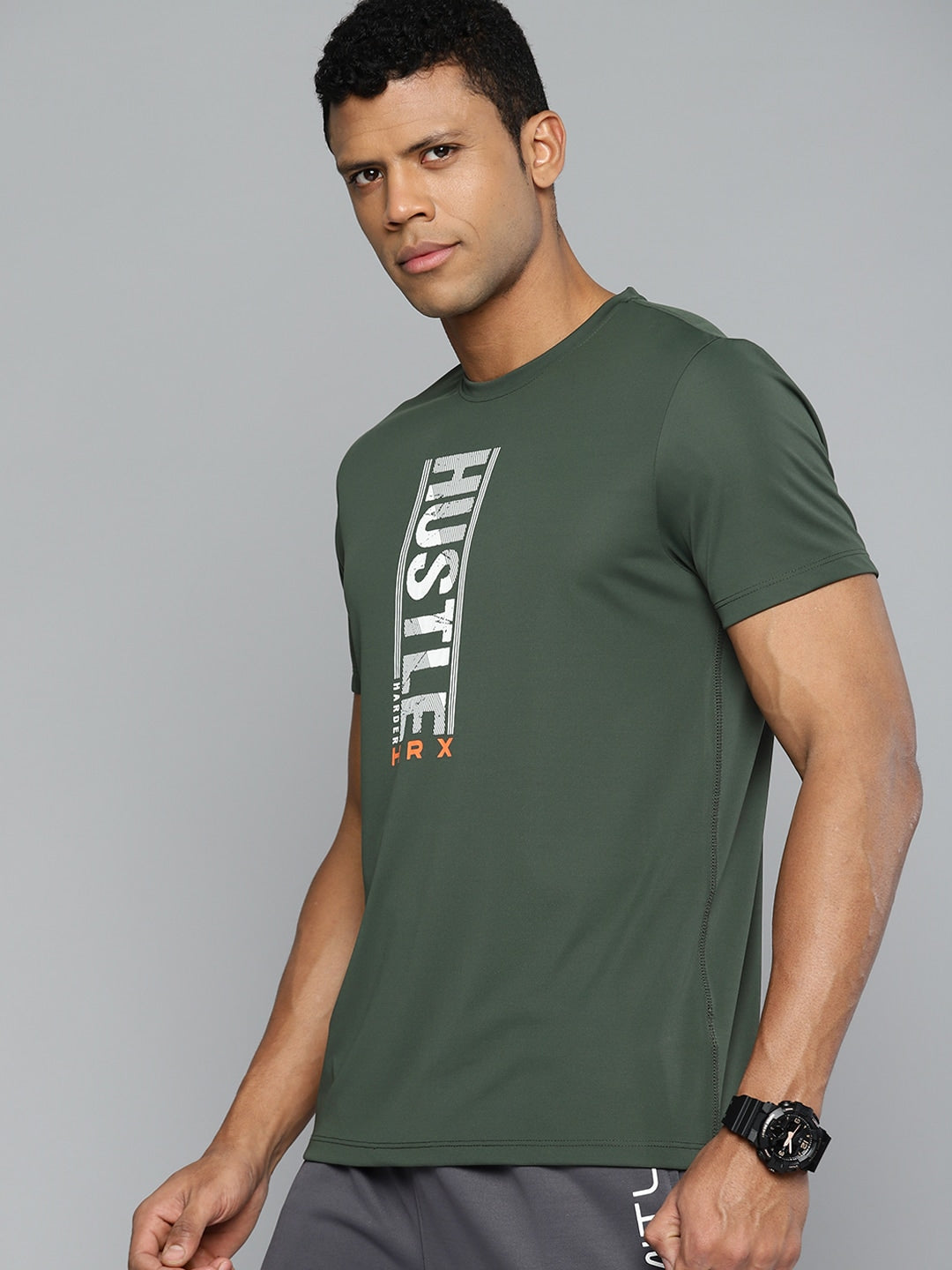 HRX by Hrithik Roshan Men Brand Logo Printed Training Rapid-Dry T-shirt - Distacart