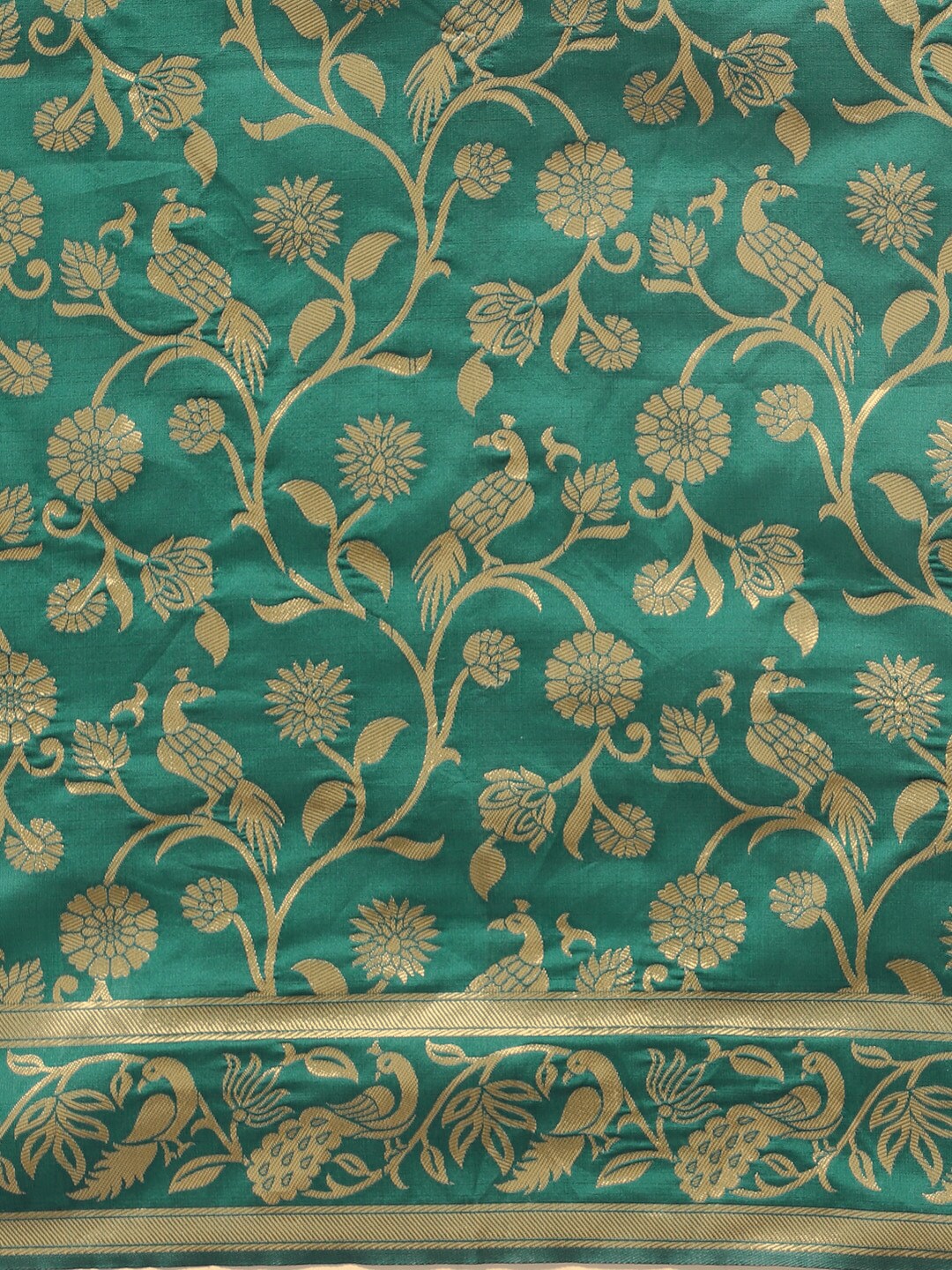 Saree Mall Teal Green & Golden Woven Design Banarasi Saree - Distacart