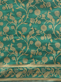 Thumbnail for Saree Mall Teal Green & Golden Woven Design Banarasi Saree - Distacart