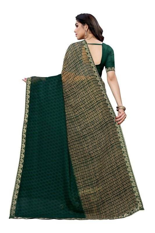 Vamika Green Georgette Lace Work Saree (Prachi Green)